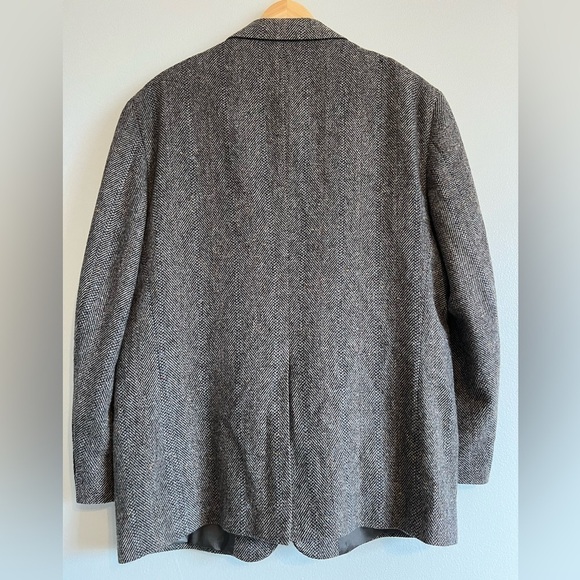VINTAGE Tweed Jacket M Gray Barleycorn 100% Wool Donegal Blazer Sport Coat 43R - Picture 2 of 13